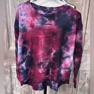 See You Monday Red and Black Tie-Dye Sweatshirt